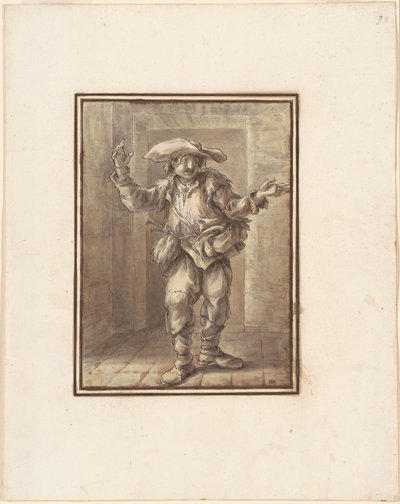 Caricatura di un contadino con un cappello largo da Carlo Marchionni