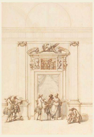 Progetto per il Portale Nord, Grande Galleria, Villa Albani, Roma, Italia da Carlo Marchionni