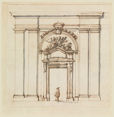 Progetto per la sezione di una parte di muro con porta da Carlo Marchionni