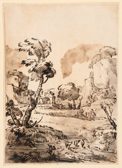 Disegno, Paesaggio pastorale, 1760-1780 da Carlo Marchionni