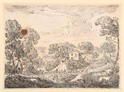 Disegno, Abitazione di un contadino in un paese boscoso, 1750-1770 da Carlo Marchionni
