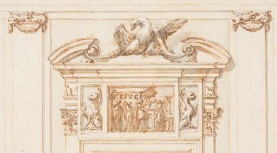 Disegno, Progetto per il portale nord, Grande Galleria, Villa Albani, Roma, Italia, 1755-56 da Carlo Marchionni