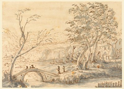 Disegno, Paesaggio con ponte, 1770-1786 da Carlo Marchionni