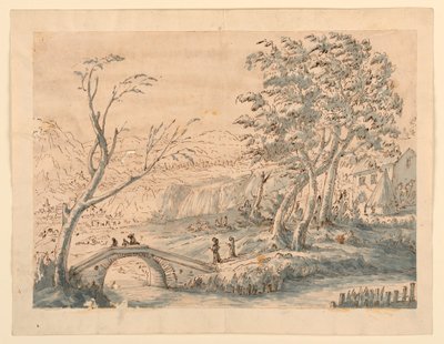 Disegno, Paesaggio con ponte, 1770-1786 da Carlo Marchionni