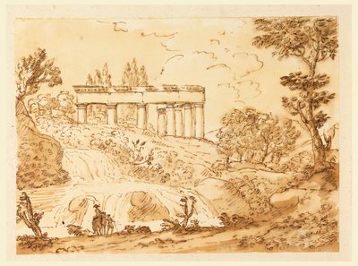 Disegno, Paesaggio con rovine di un tempio, 1770-1786 da Carlo Marchionni