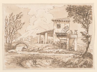 Disegno, Paesaggio con villa, 1750-60 da Carlo Marchionni