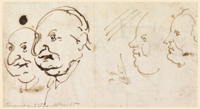 Disegno, schizzi di quattro teste in caricatura, 1725-75 da Carlo Marchionni