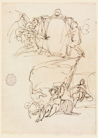 Disegno, Tre schizzi, prima del 1775 da Carlo Marchionni
