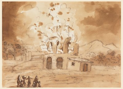 Paesaggio con una torre in fiamme da Carlo Marchionni