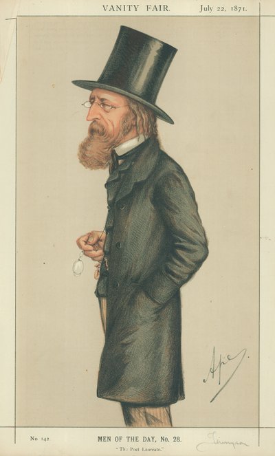 Alfred Tennyson, il poeta laureato, 22 luglio 1871, caricatura di Vanity Fair da Carlo Pellegrini