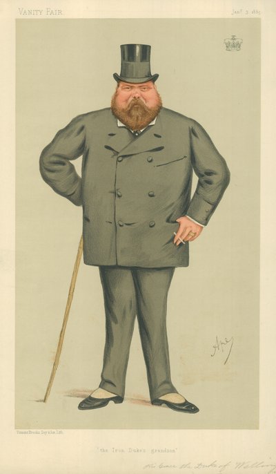 Sua Grazia il Duca di Wellington, il Nipote del Duca di Ferro, 3 gennaio 1885, caricatura di Vanity Fair da Carlo Pellegrini