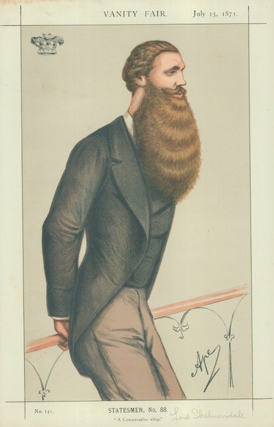Lord Skelmersdale, un frustino conservatore, 15 luglio 1871, caricatura di Vanity Fair da Carlo Pellegrini