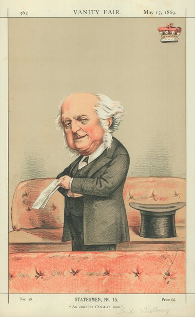 Lord Westbury, un eminente uomo cristiano, 15 maggio 1869, caricatura di Vanity Fair da Carlo Pellegrini