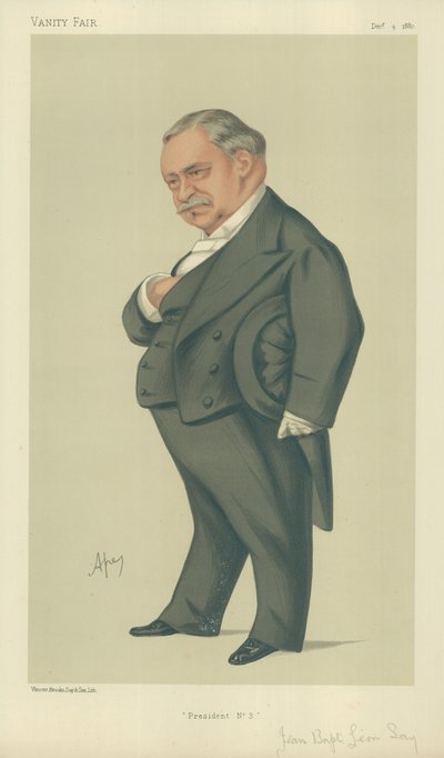 M Jean Baptists Leon Say, Presidente n. 3, 4 dicembre 1880, caricatura di Vanity Fair da Carlo Pellegrini