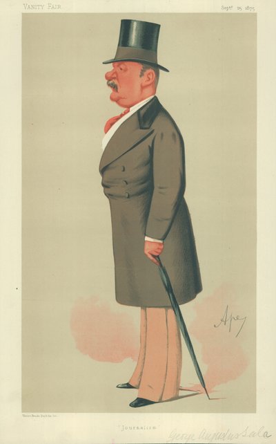 Mr George Augustus Sala, giornalismo, 25 settembre 1875, caricatura di Vanity Fair da Carlo Pellegrini