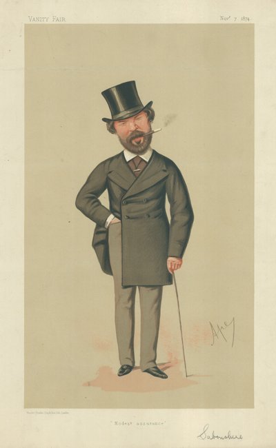 Mr Henry Du Pre Labouchere, Modesta sicurezza, 7 novembre 1874, cartone animato di Vanity Fair da Carlo Pellegrini