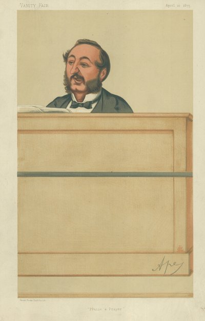Mr Ira D Sankey, Lode e preghiera, 10 aprile 1875, caricatura di Vanity Fair da Carlo Pellegrini