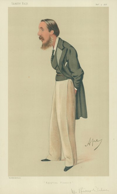 Mr Rivers Wilson, finanza egiziana, 9 novembre 1878, caricatura di Vanity Fair da Carlo Pellegrini