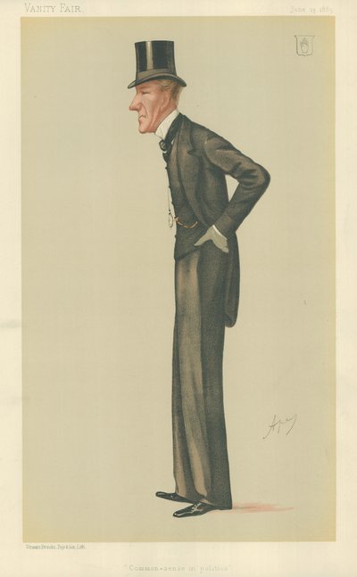 Sir Edward Robert Sullivan, buon senso in politica, 13 giugno 1885, caricatura di Vanity Fair da Carlo Pellegrini