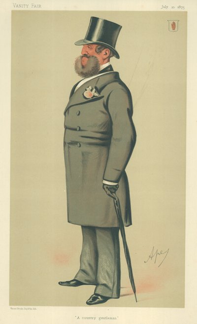 Sir Henry Josias Stracey, un gentiluomo di campagna, 10 luglio 1875, caricatura di Vanity Fair da Carlo Pellegrini