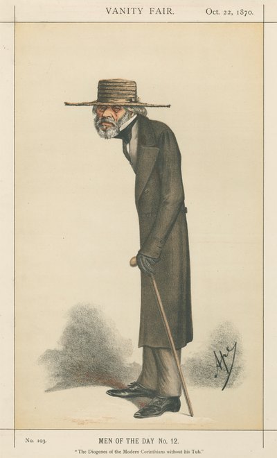 Il Diogene dei Corinzi Moderni senza la sua Tinozza, Thomas Carlyle (serie Vanity Fair) da Carlo Pellegrini