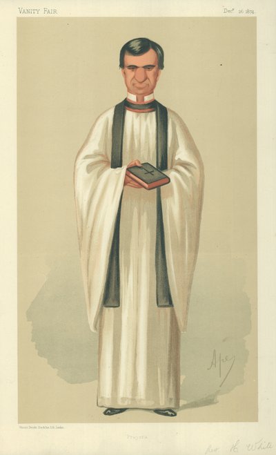 Il reverendo Henry White, preghiere, 26 dicembre 1874, caricatura di Vanity Fair da Carlo Pellegrini