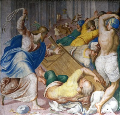 Gesù Cristo scaccia i mercanti alle porte del Tempio. Affresco di Carlo Urbino. Milano, S. Maria della Passione da Carlo Urbino