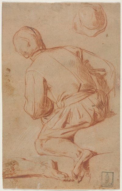 Vista posteriore di un uomo seduto, fine 1600 da Carlo Vimercati