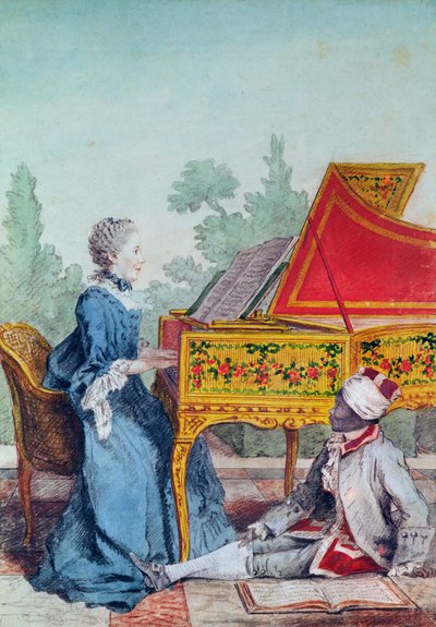 Ritratto di Mademoiselle Desgots di Saint-Domingue con il suo schiavo Laurent da Carmontelle