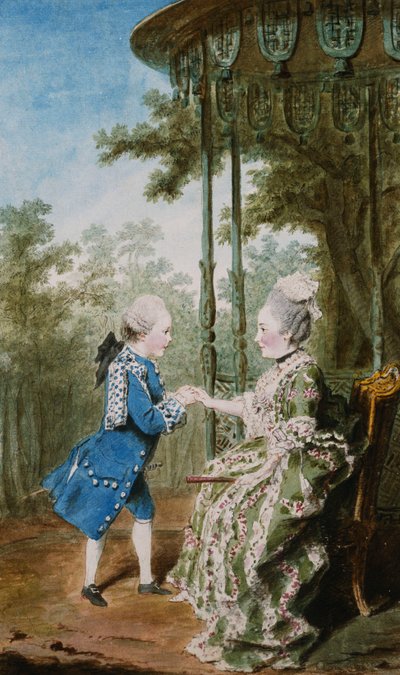 La Principessa di Salm Seduta con il Figlio, il Principe di Salm, presso un Padiglione Cinese da Carmontelle