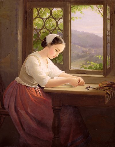 Ragazza che legge vicino a una finestra aperta da Caroline von der Embde
