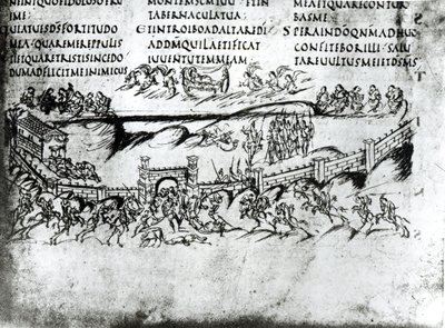 Illustrazione di varie scene dal Salmo 43, incluso il versetto Svegliati, perché dormi, o Signore?, dal Salterio di Utrecht, copia dell