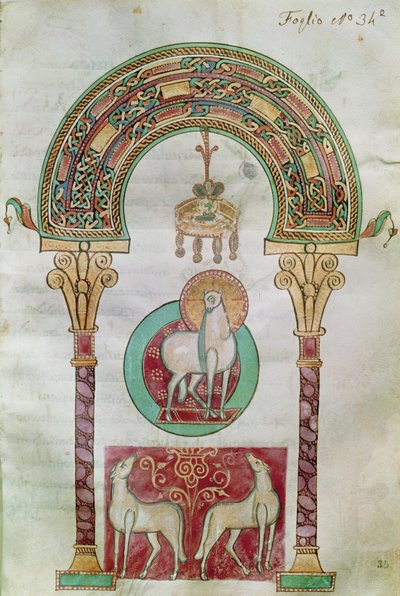 Ms CCII fol.35r Agnus Dei, illustrazione dell