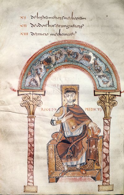 Ms CCII fol.91v Apollo Medicus, da Etymologiae di Isidoro di Siviglia da Carolingian School