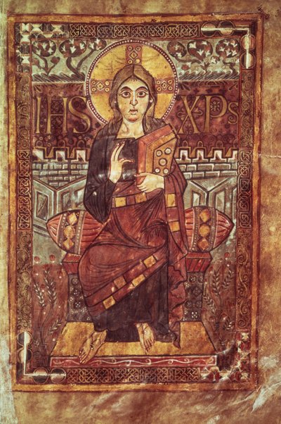 NAL 1203 fol.3 Cristo in Maestà, dal Vangelo di Godescale, c.781-783 d.C. da Carolingian School