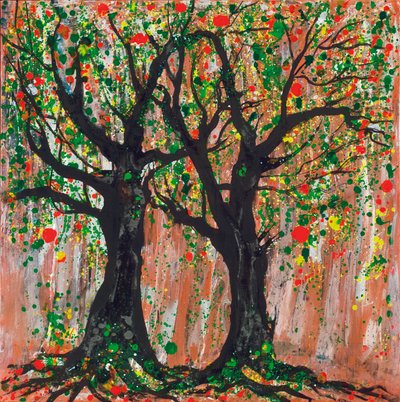 Albero di melograno, 2012 (acrilico e inchiostro su tela) da Carolyn Mary Kleefeld