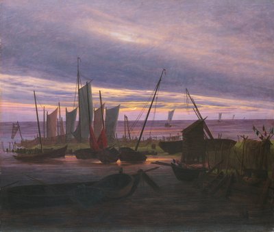 Barche nel porto alla sera, c. 1828 da Caspar David Friedrich