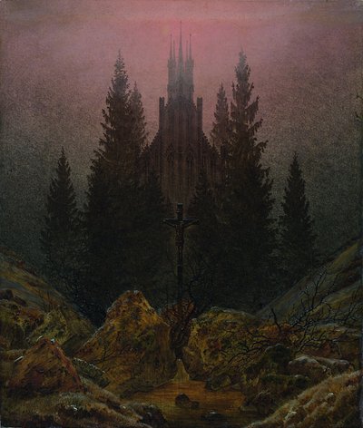 Croce e cattedrale in montagna da Caspar David Friedrich