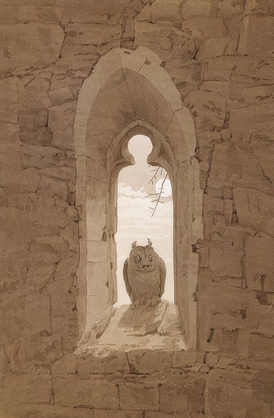 Il gufo nella finestra gotica, c. 1836 da Caspar David Friedrich