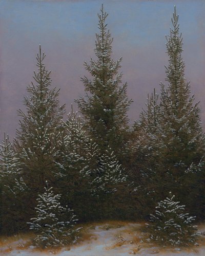 Boschetto di abeti rossi nella neve (Dalla brughiera di Dresda I) da Caspar David Friedrich