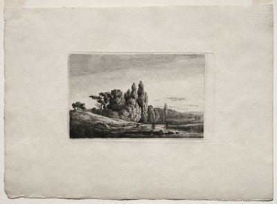 Ponte pedonale con croce davanti agli alberi su un fiume da Caspar David Friedrich