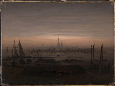 Tedesco: Greifswald al chiaro di luna Greifswald al chiaro di luna da Caspar David Friedrich