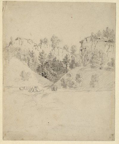 Tedesco: Landschaft mit einem Steinbruch Paesaggio con cava di pietra da Caspar David Friedrich