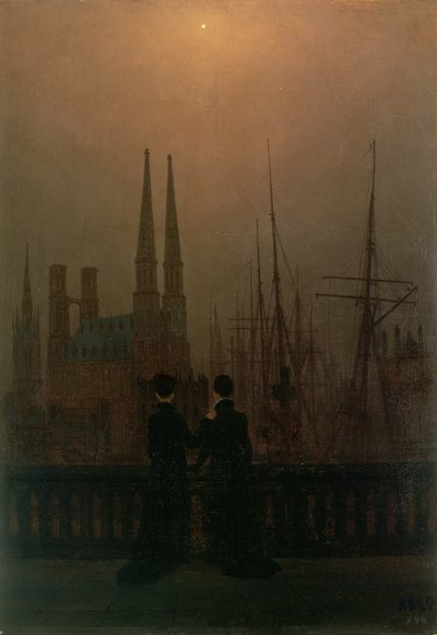 Porto di notte (Sorelle), c.1818-20 da Caspar David Friedrich