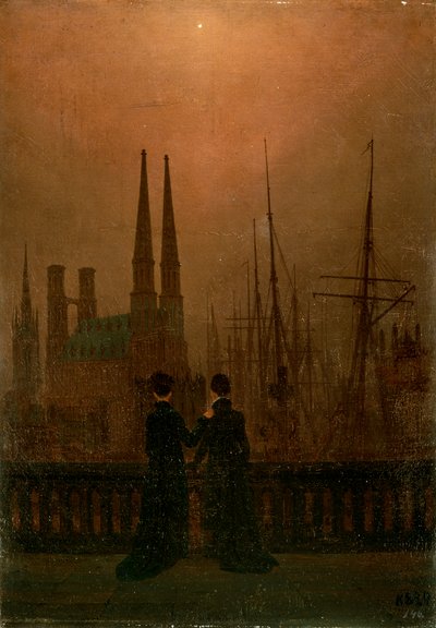 Porto di notte, Sorelle, 1818-1820 da Caspar David Friedrich