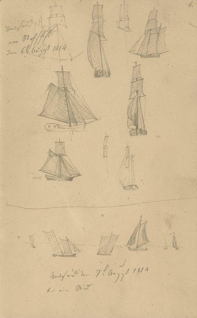 Studi di velieri da Caspar David Friedrich