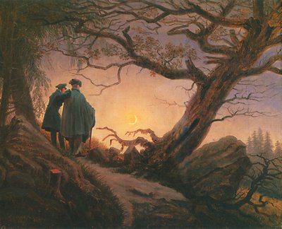 Due uomini che contemplano la luna da Caspar David Friedrich