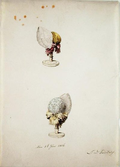 Due Cappelli da Donna su Supporti, 1 giugno 1806 da Caspar David Friedrich