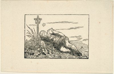 Giovane uomo sdraiato su una tomba da Caspar David Friedrich