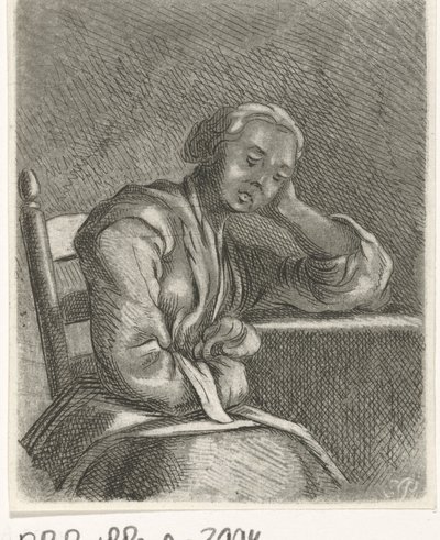 Ragazza addormentata al tavolo da Caspar Jacobsz. Philips